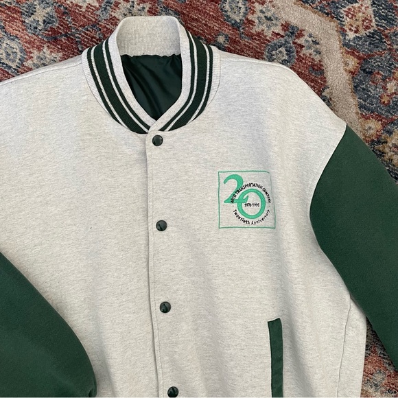 VINTAGE 1996 GREEN BOMBER VARSITY JACKET - Picture 2 of 4